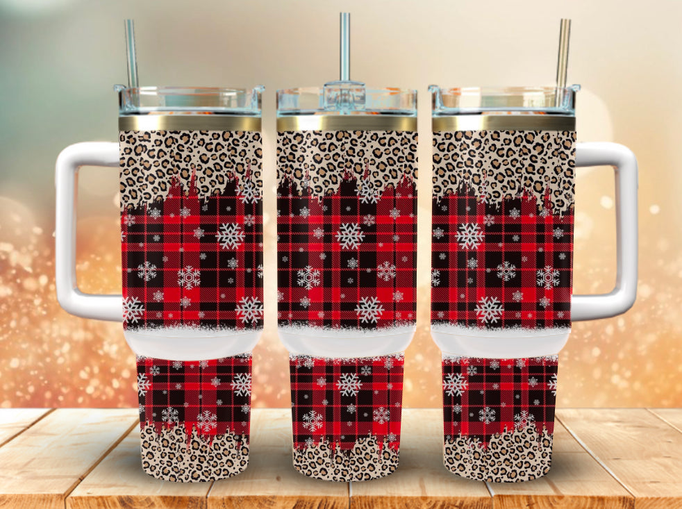 40oz Christmas Checkered Tumbler